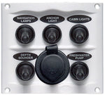 Waterproof Switch Panel - 5 Switch 12V Socket (black or white)